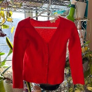 Sezane Red V-Neck Button Cardigan